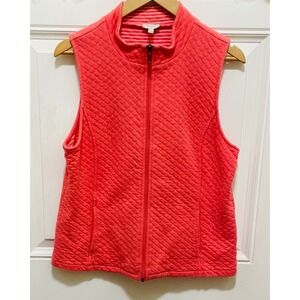Talbots Coral Quilted Vest Sleeveless Lightweight Jacket Casual Layering